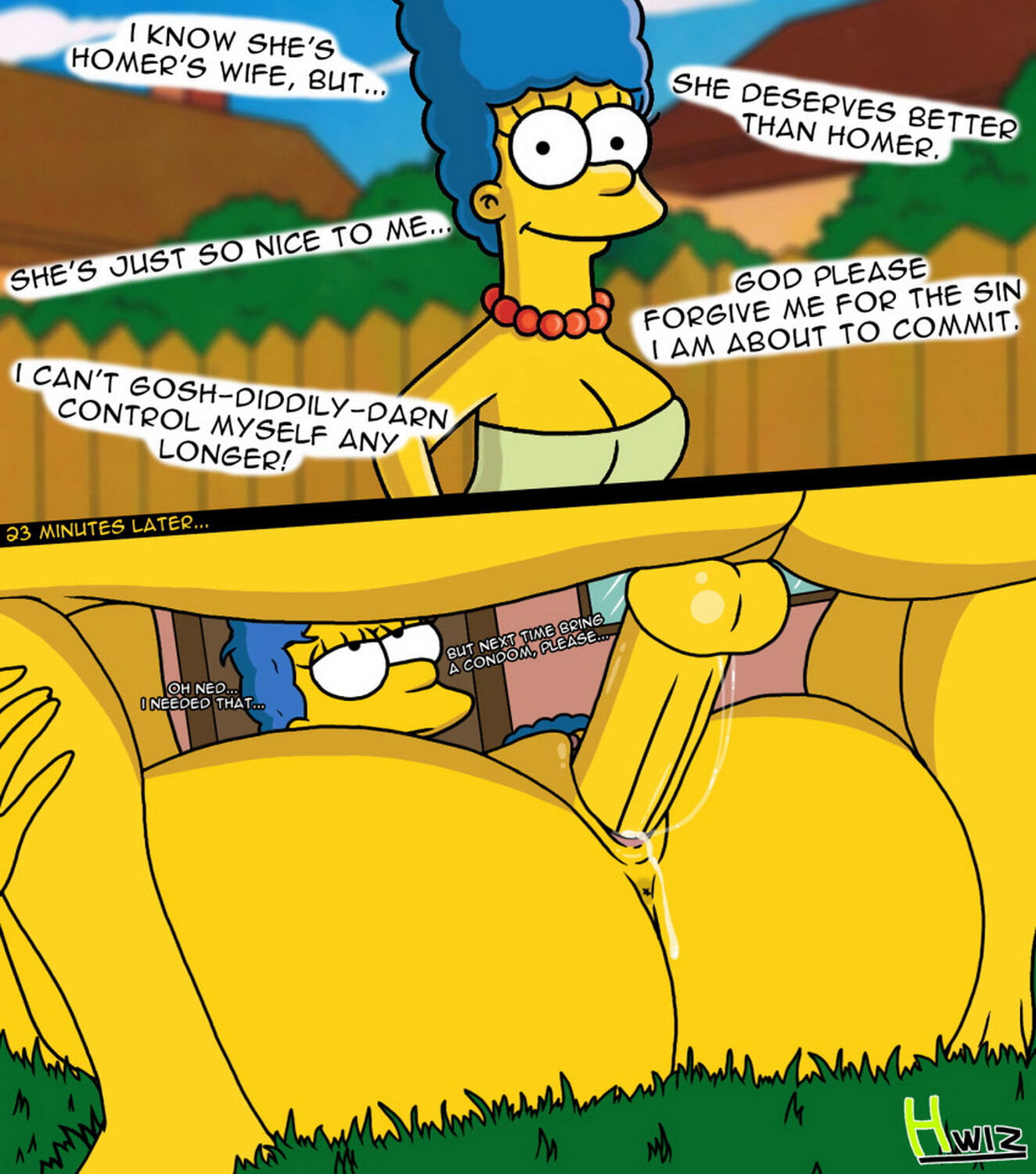 Marge Simpson and Ned Flanders Hentai Comic Milf