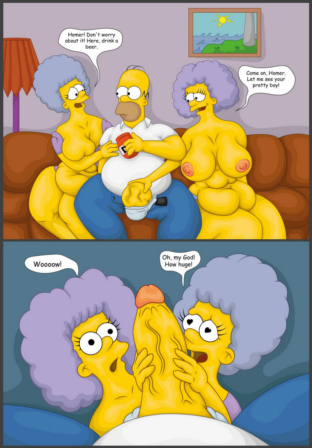 Patty and Selma Bouvier and Homer Simpson Twin Milfs Hentai